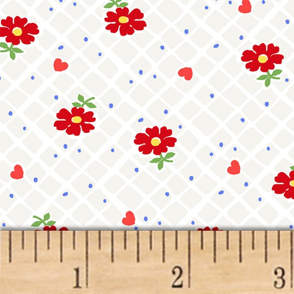 Windham Fabrics Grey Sugar Sack Floral Check Pearl Fabric by The Yard