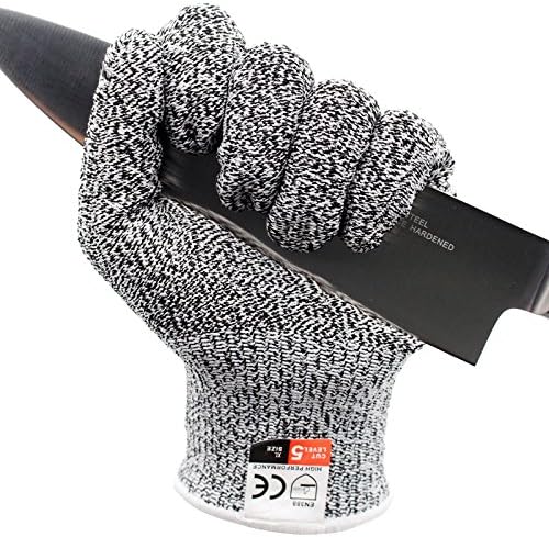 MLGB Cut Resistant Gloves,Camping and Yard Works Gloves- High Anti Cutting Level 5 Protection, Food Grade. Size XL, Free Ebook Included!