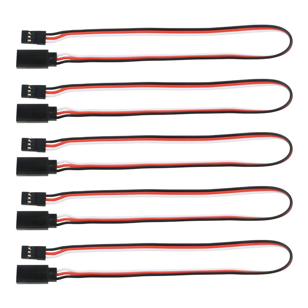 GTIWUNG 5 Pack 12"/300mm JR Style Servo Extension Cable, Servo Cables, Servo Wire Extension, 3Pin Extension Cable 22AWG 60 Cores Wire Male to Female Futaba JR for Remote Control Aircraft