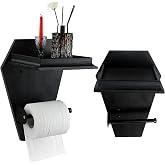Coffin Toilet Paper Holder with Shelf - Goth Wooden Black Paper Roll Holder - Gothic Halloween Bathroom Decor - Goth Accessories Spooky Home Decor - Witchy Gifts for Women