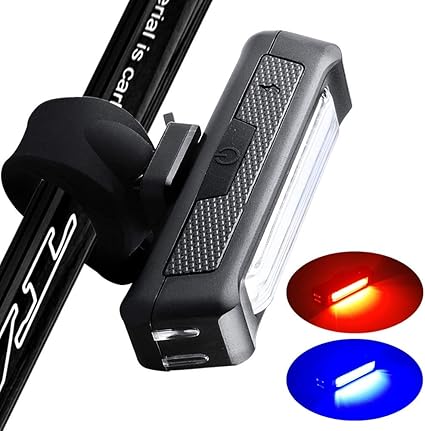 red and blue flashing bicycle lights