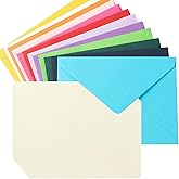 A7 Colorful Envelopes and Blank Cards 24 Pieces A7 Envelopes and 24 Pieces 5x7 Cream Color Flat Cards for Weddings, Invitations, Birthday, Baby Shower (Cream/Multicolor)