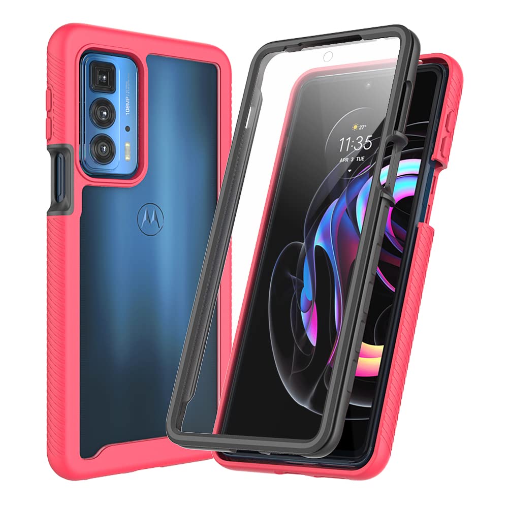 XINNI Case for Motorola Edge 20 Pro 5G, 360 Degree Shockproof Protective All-Round Protection with Built-in Screen Protector, Robust Bumper Outdoor Cover, Pink — image 1