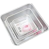 UgyDuky Set of 3 Anodized Aluminum 3-Tiered Even Square Cake Pan Set, Multilayer Wedding Birthday Anniversary Baking Cake Tins 4.5" 6.5" 8.5"