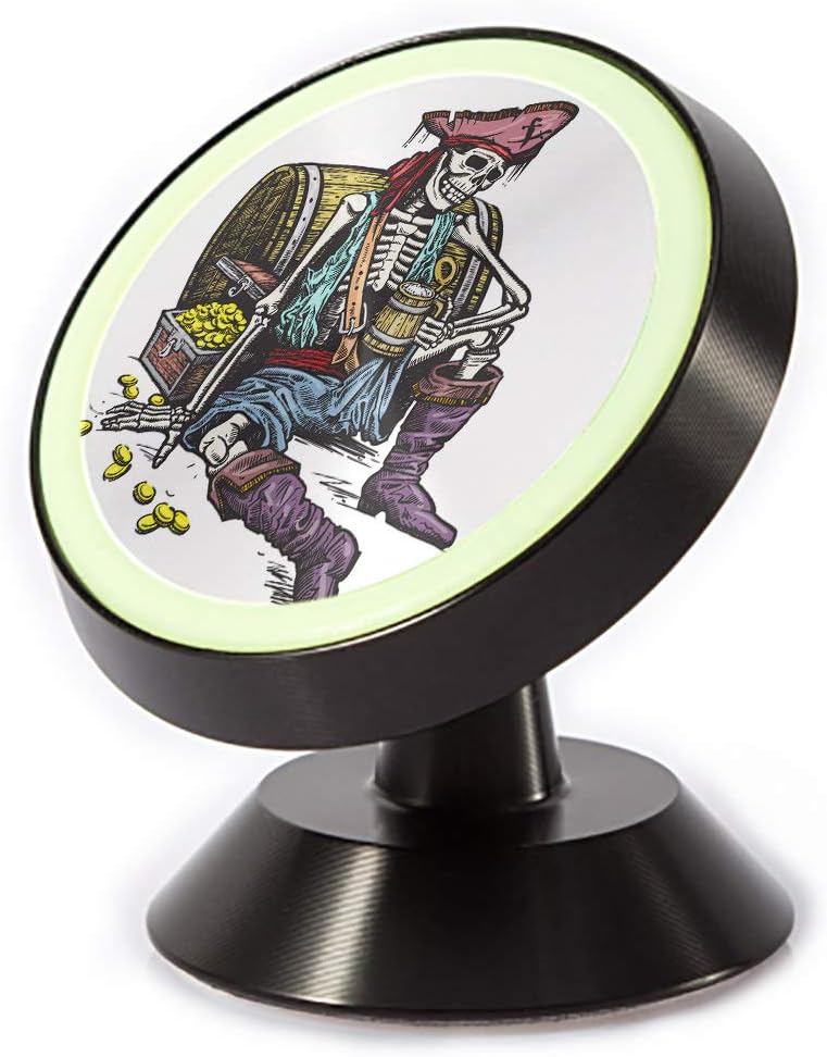 Tinmun Magnetic Phone Car Mount, Skeleton Pirate Holding Beer There Universal Car Phone Holder for Dashboard