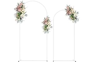 Fogein Wedding Arch Backdrop Stand Set of 2 (6FT/5FT), White Metal Arch Backdrop Stand for Wedding Ceremony Baby Shower Outdoor Indoor Birthday Party Graduation Decoration