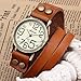Ailisha Lady Women Korea Style Orange Long Bracelet Leather Strap Wrist Quartz Watch WAA390