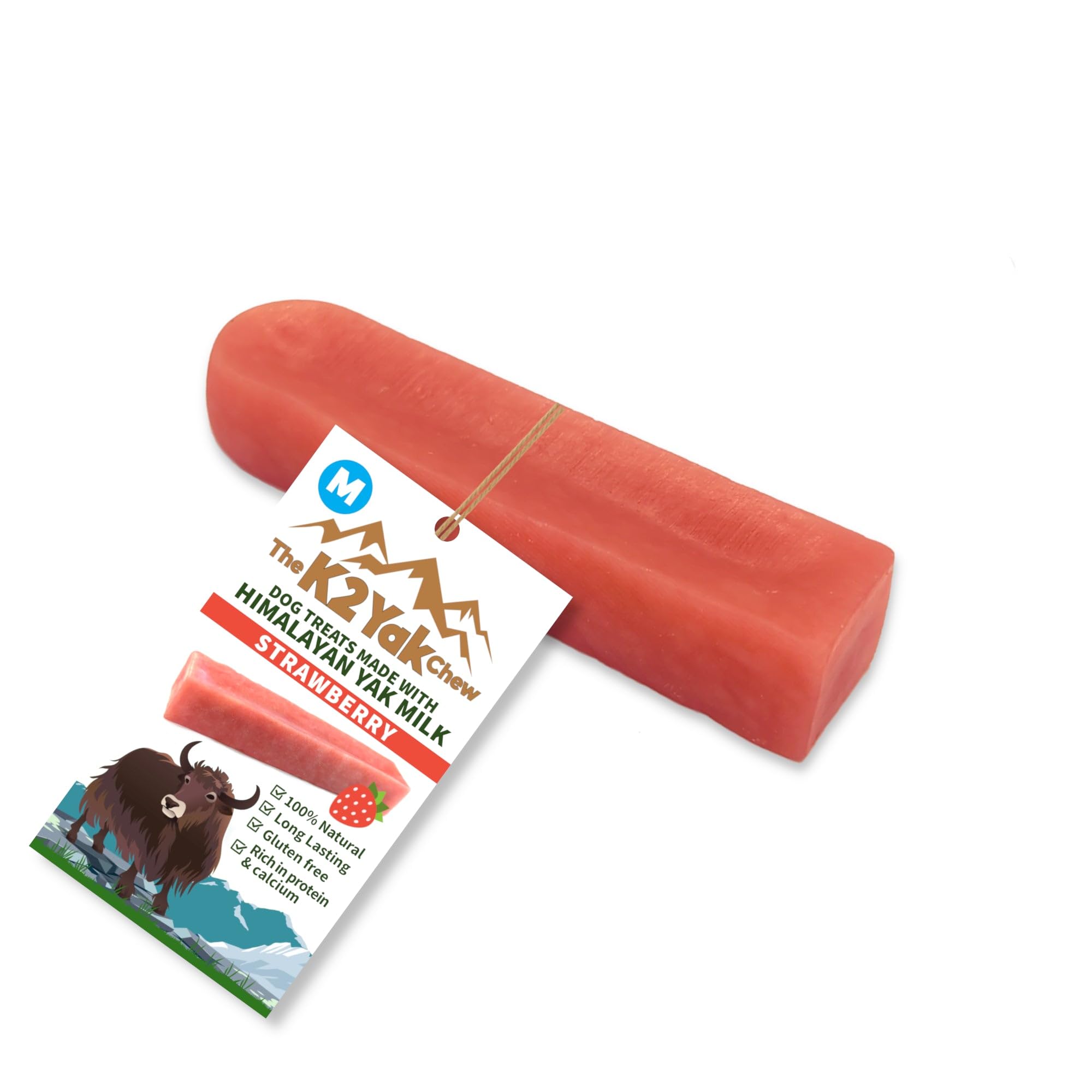 K2 Yak Chews Strawberry Flavour Dog Treat – Natural Himalayan Yak Milk Chew, Long Lasting Dental Stick for Medium Dogs, Vegetarian, Gluten & Grain Free (70–80g, Pack of 1)