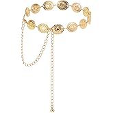 Exircy Western Country Chain Belts for Women, Adjustable Metal Waist Chain Gold Cowgirl Belt Concho Chains Belt for Western Dresses, Jeans Pants, Fashion Country Concert Outfit