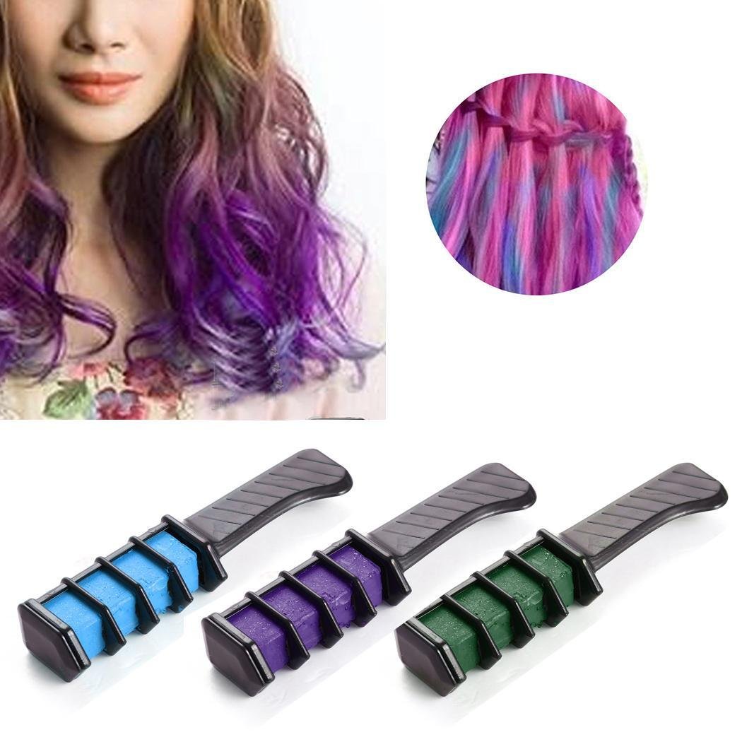 Mickee Hair Chalk Temporary Hair Color Comb Dye Salon Kit for Party Club Cosplay Hair Combs