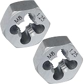 M8 x 1.25 Hex Die 2 Pcs Right Hand Thread Repair Tool Alloy Steel Hexagonal Die for External Thread Cutting and Screw Thread Restoring in Metalworking and Machinery