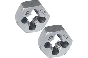 JALJA M8 x 1.25 Hex Die 2 Pcs Right Hand Thread Repair Tool Alloy Steel Hexagonal Die for External Thread Cutting and Screw Thread Restoring in Metalworking and Machinery