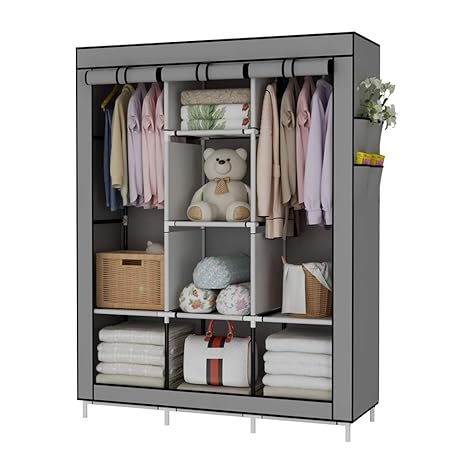 Udear Canvas Wardrobe Portable Wardrobe Free Standing Clothes