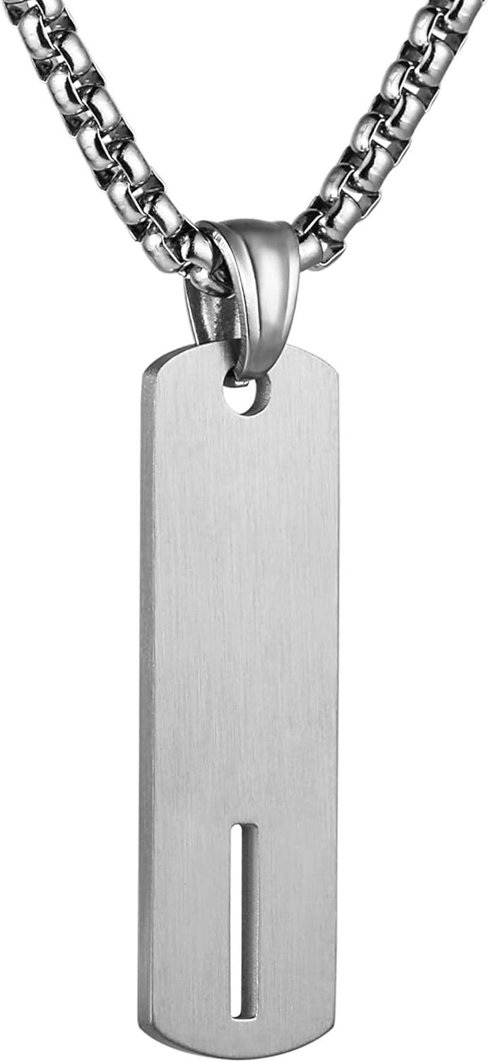 Stainless Steel Mini Dog Tag Silver Initial Alphabet 26 Letters Script