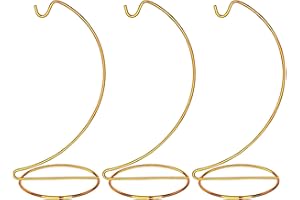 H&D HYALINE & DORA 3 Pack 9" H Ornament Display Stand Iron Hanging Stand Ornament Hanger Holder Decor Display Holder Hook for Glass Globe Air Plant Terrarium Table Decor(Gold)