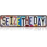 TREEPERI Vintage Seize The Day Street Sign Wall Decor Metal Tin Signs for Bar Home Bedroom Garage