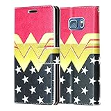Galaxy S7 Case Wallet, DURARMOR® Wonder Woman Premium PU Leather Folio Wallet with ID, Credit Card, Cash Slots Flip Stand Wrist Strap Cover Protector Carrying Case for Samsung Galaxy S7