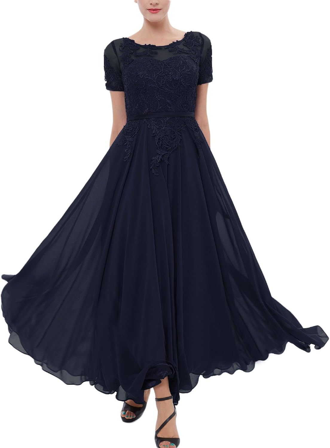Miao Duo Women's Lace Bridesmaid Dress Tea Length Cocktail Party Gown