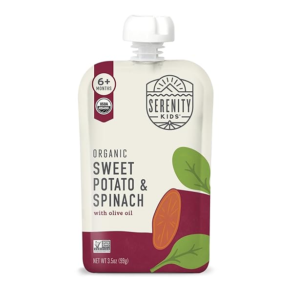 SERENITY KIDS, BABY FOOD SWEET POTATO SPINACH ORGANIC, 3.5 OUNCE