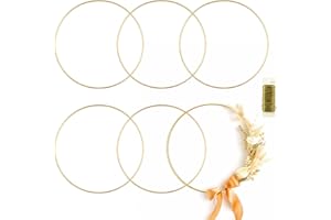 MJRASG 6 Pack Metal Rings for Crafts 20 Inches Macrame Rings Dream Catcher Supplies Floral Hoop Centerpieces Circle Centerpieces for Wedding Table Metal Circle Hoops for Crafts DIY Wreath Candle Rings, Gold