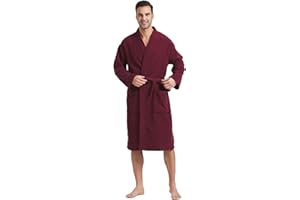FashGudim Terry Cloth Robes for Men Big and Tall Short Mens Kimono Robe Super Absorbent Spa Bathrobe Calf Length With Pockets