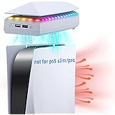 Mcbazel Cooling Fan for PS5 with RGB Light&Dust Cover, 3-Speed Adjustable Fan, Top Mount PlayStation 5 Cooling System with 2 USB 2.0 Ports, Low Noise Fan Cooler for PS5 Disc/Digital Edition Console