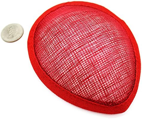 Red - Teardrop Hat Base - Sinamay Straw - Fascinator - Hat Foundation - Millinery