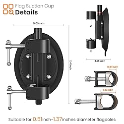 Hlogree Flag Suction Cup Mount for Car,Universal