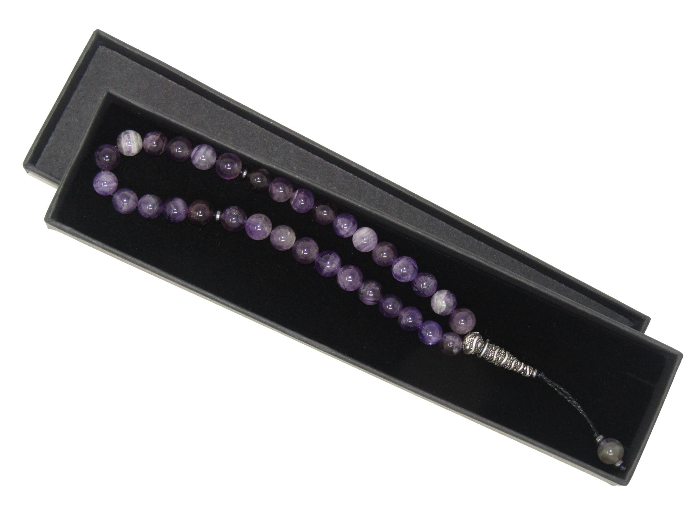 747 - Prayer Worry Beads Tasbih 8mm Ametyst Gemstone Beads and 925 Sterling Silver in Gift Box Handmade Design by Jeannieparnell