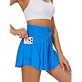 Heyielda High Waist Flowy Athletic Shorts for Women High Rise Workout Gym Butterfly Shorts