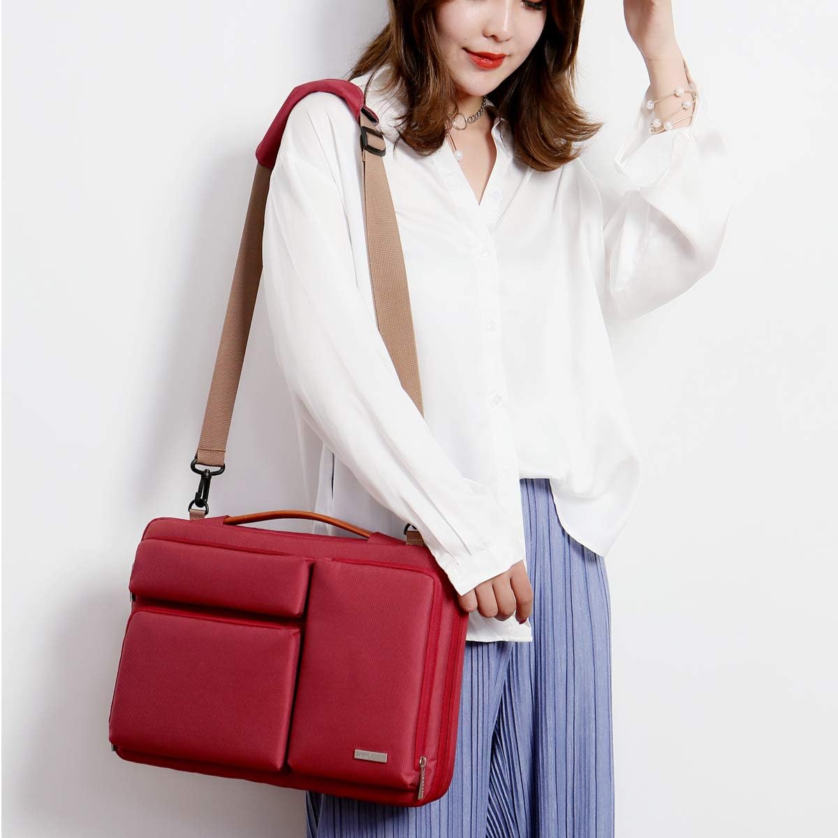 Lacdo 15.6 Inch Laptop Messenger Shoulder Bag, 360° Protective Sleeve Carrying Case Compatible 15-15.6 Acer Aspire 5, Predator Helios, Chromebook, HP Pavilion, ASUS, Notebook Water Repellent, Red: Computers & Accessories