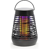 PIC Portable Bug Zapper, 600V Solar Powered Insect Trap &amp; Fly Zapper for Outdoor Use, LED Flickering Flame, Activates Automatically in Dark, Weatherproof Outdoor Fly Trap, Kills Bugs on Contact