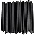ALINK 100 PCS Black Plastic Boba Straws, 12mm Extra Wide Disposable Smoothie Straws for Bubble Tea, Popping Pearls - 8.5 inch