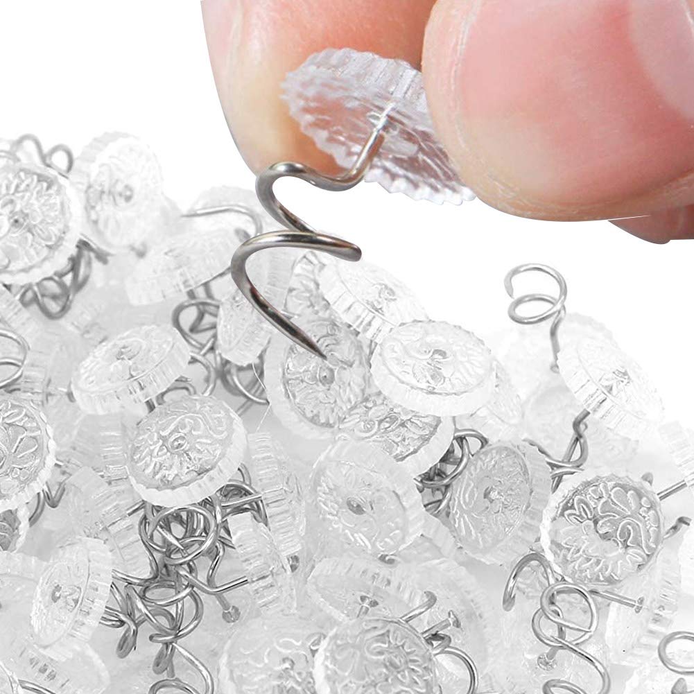 ReNext Fabric Twisty Pins with Clear Heads for Upholstery, Bedskirts, Slip Covers, and Other Materials - Sewing Supplies Essential - 100 Pack