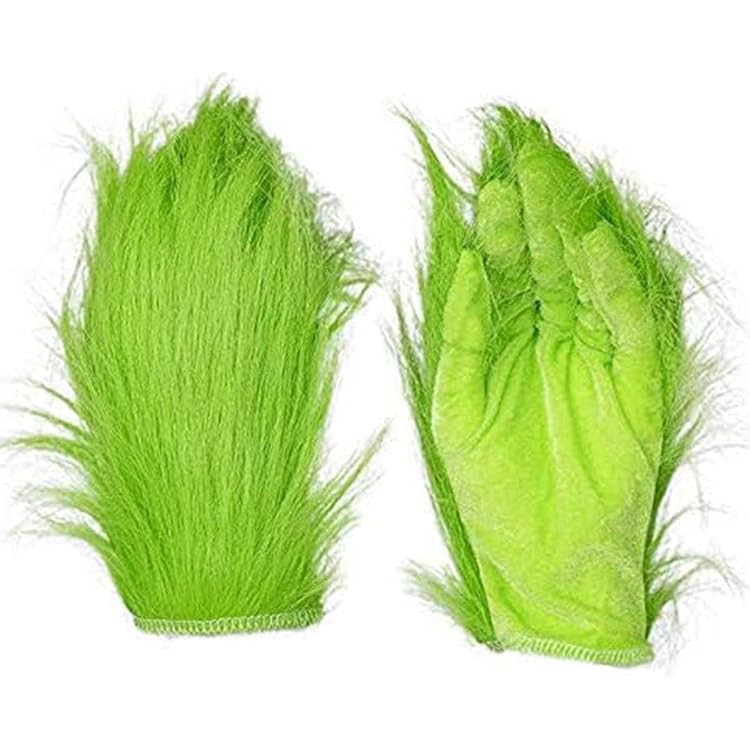 Gants De Monstre Vert, Accessoires De Costume De Cosplay De Noël, Accessoires De Farces Amusantes En Fourrure Pour Adultes, Gants En Fourrure Verte