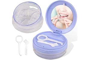 HEIGOEOST Denture Case, Leak Proof Denture Bath Case Cup Kit for Travel Cleaning, Denture Holder Box Bath Soaking Container for Women & Men with Mirror, Strainer, Removal Tool and Denture Brush(Blue)