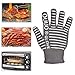 OUUO 932°F Extreme Heat Resistant Kitchen BBQ Gloves Oven Mitts With Fingers For Cooking Grilling or Baking EN407 Certified(2 Gloves, Grey)