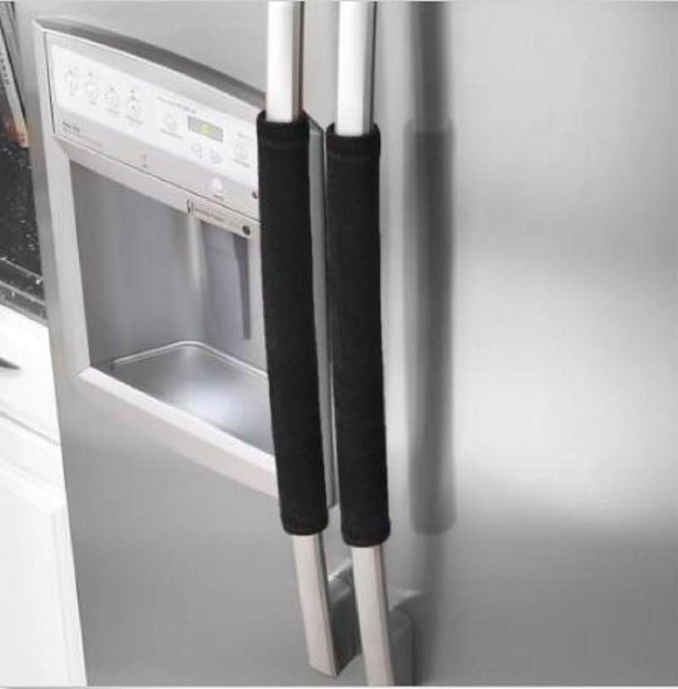2PCS Home Decor Refrigerator Door Handle Covers Keep Kitchen Appliance Fridge Oven Clean (Black)