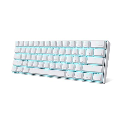 RK ROYAL KLUDGE RK61 Wireless 60% Mechanical Gaming Keyboard, Ultra-compact Bluetooth Keyboard with Tactile Blue Switches, Compatible for Multi-device Connection, White
