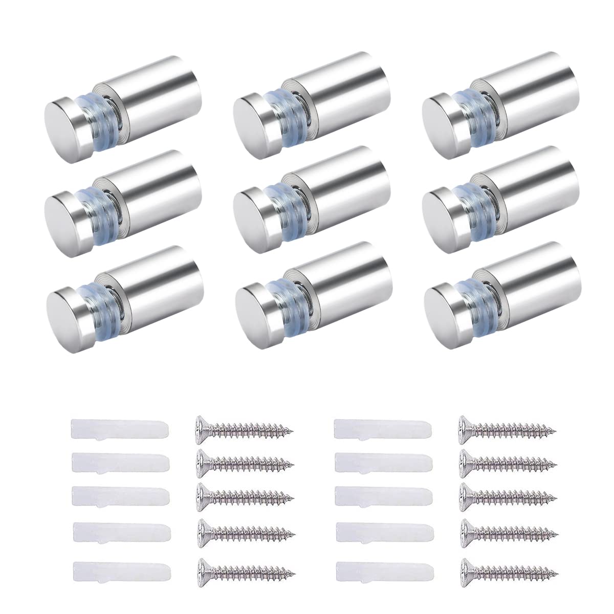 Qrity 12x Glass Sign Standoffs Screws, Stainless Steel Advertising Screw, 19 x 30 mm Wall Advertising Display Nails, with Screw Mounting Accessories