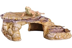 IBWell Turtle Basking Climbing Platform Aquarium Fish Tank Ornament Reptile Climbing Ramp Decorations for Salamanders Amphibians Newts, Terrace Tortoise Resting - SandyBrown