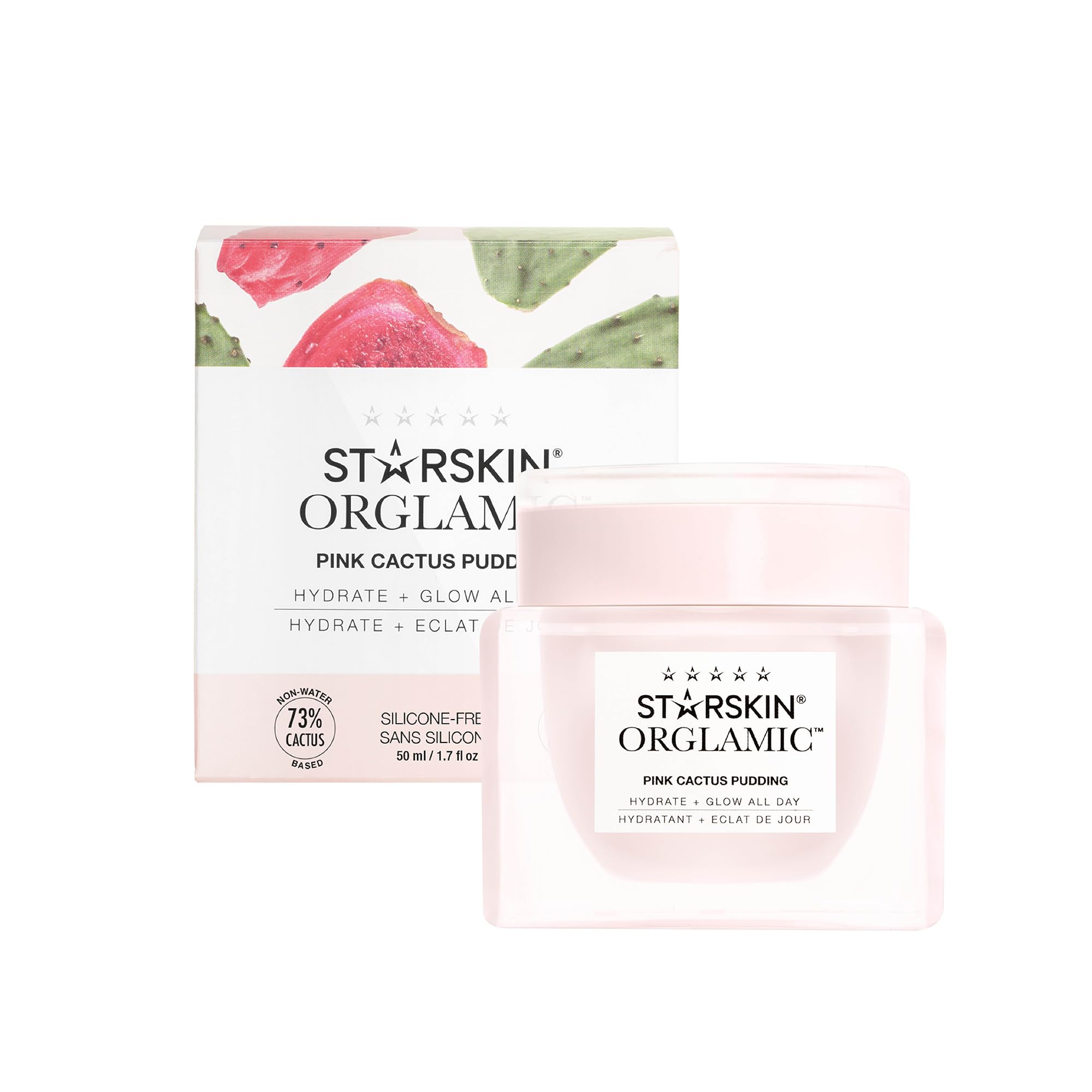 STARSKIN Orglamic Pink Cactus Pudding, Hydrating & Nourishing Cream for all Skin Types, 99.3% Natural with Prickly Pear Cactus Seed Oil & Hyaluronic Acid, Luxurious Glow Moisturizer, K-Beauty - 50ml