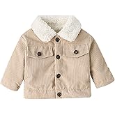 Noubeau Baby Boys Girls Corduroy Jacket Kids Toddler Sherpa Lined Top Lapel Button Down Thicked Warm Coat Winter Outerwear