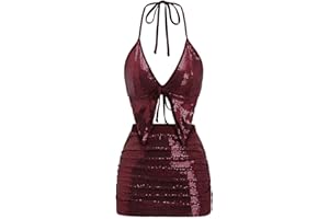 SHENHE Women's Y2k 2 Piece Sexy Outfits Backless Halter Crop Top and Ruched Bodycon Mini Skirt Set