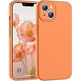 SUPFINE Designed for iPhone 14 Case,Premium Liquid Silicone with [Soft Anti-Scratch Microfiber Lining][Upgraded Camera Protection] Slim Shockproof Protective Phone Case for Men Women Girls,Orange