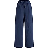 winkbay Women's Wide Leg Loose Pants Dressy Casual Drawstring Elastic Waist Trousers with Pockets