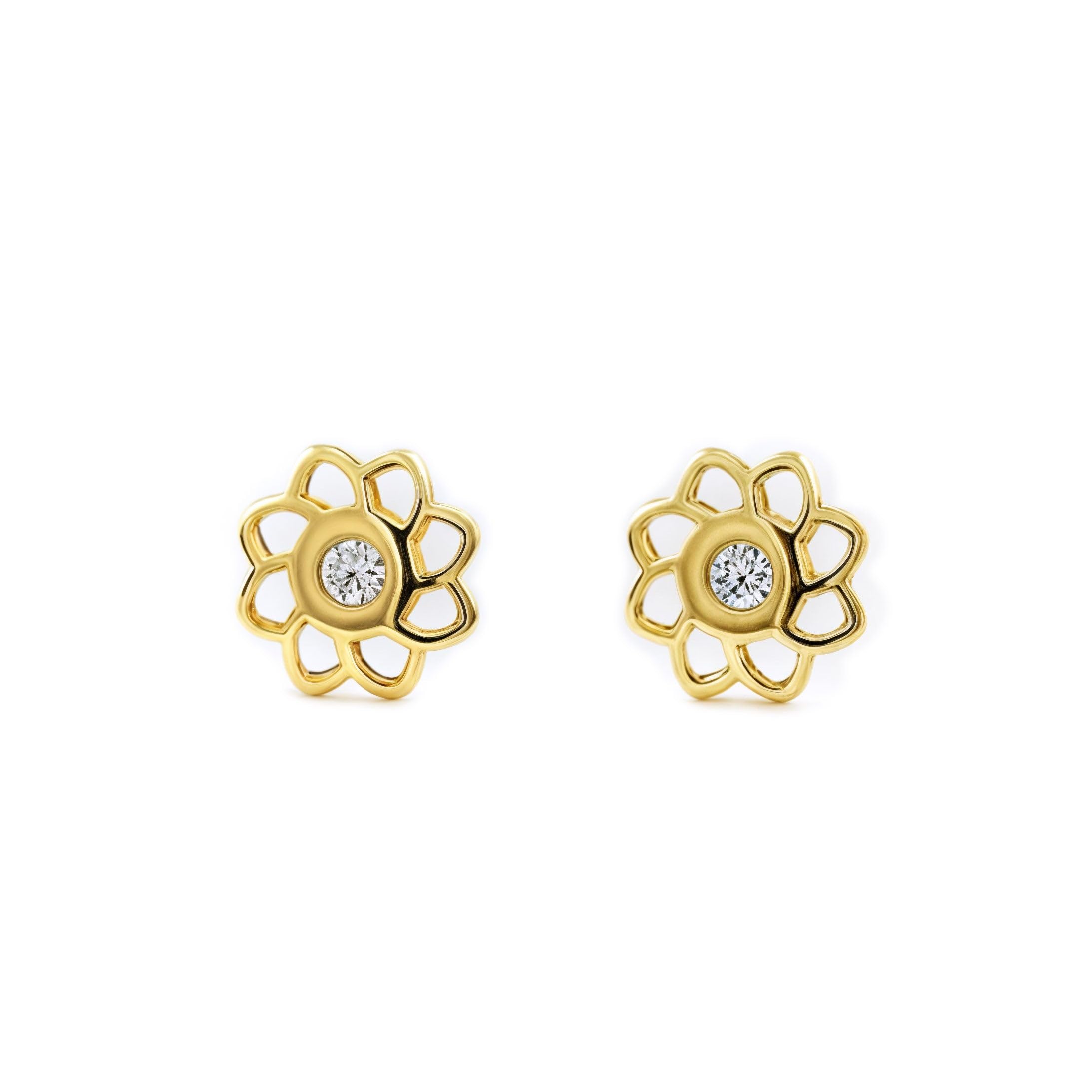 9ct Yellow Gold flower Children's Earrings