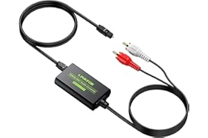 LiNKFOR 192kHz DAC Converter Digital to Analog Converter Digital Optical SPDIF Toslink to Analog Stereo Audio RCA L/R Audio Adapter with Optical Cable for HDTV Blu Ray DVD Amps (RCA Male)