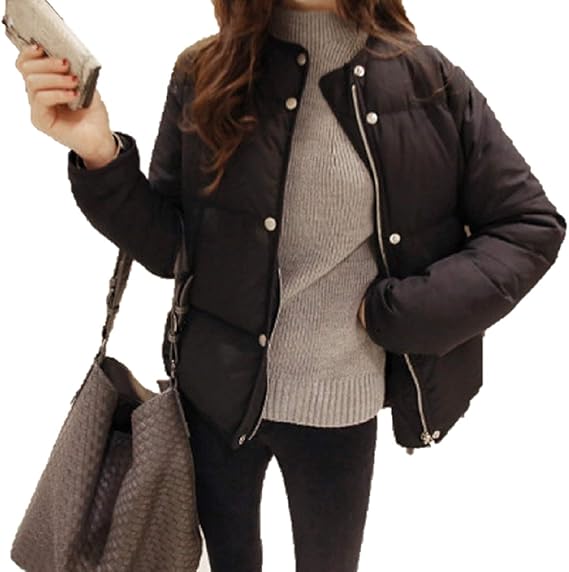 Amazon ライキールック レディース アウター ショート丈 ノーカラー ダウン ジャケット コート ジャケット 通販