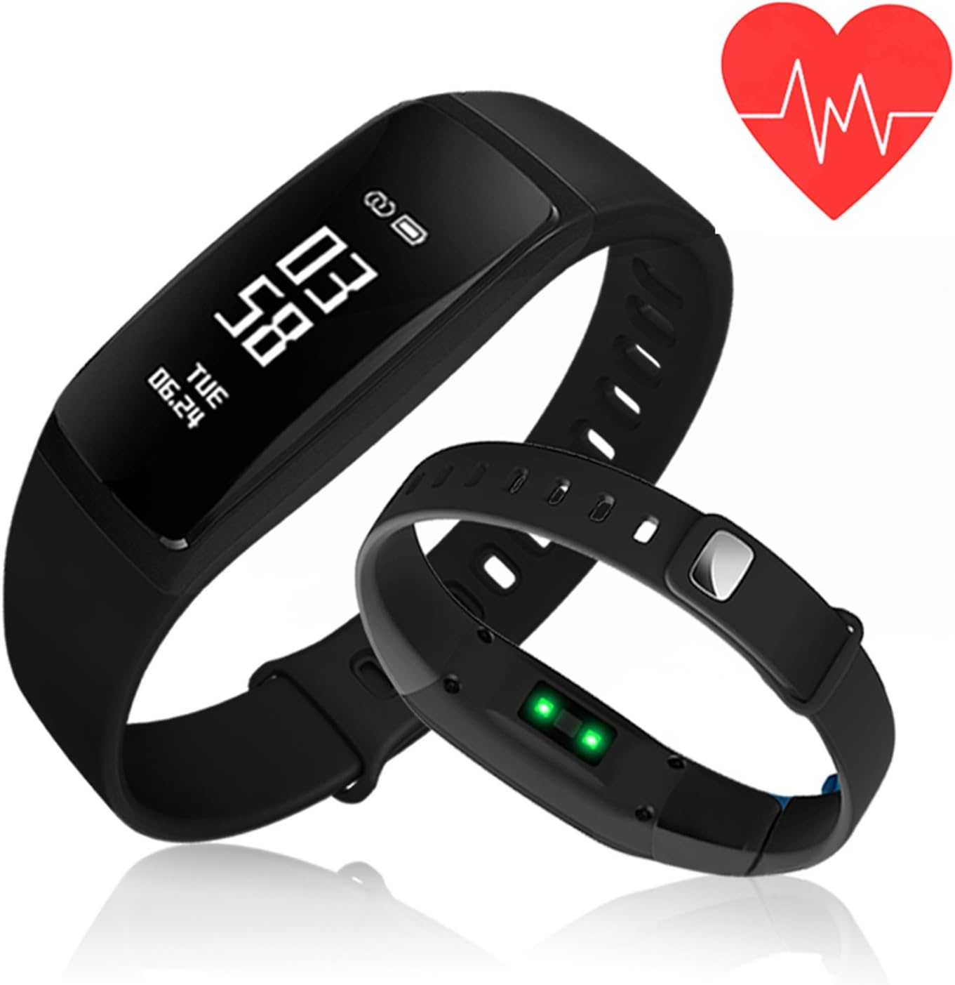 Fitness Tracker,Kirlor Smart Bracelet with Heart Rate Blood Pressure Monitor,Smart Watch Pedometer Activity Tracker Bluetooth for Android & IOS